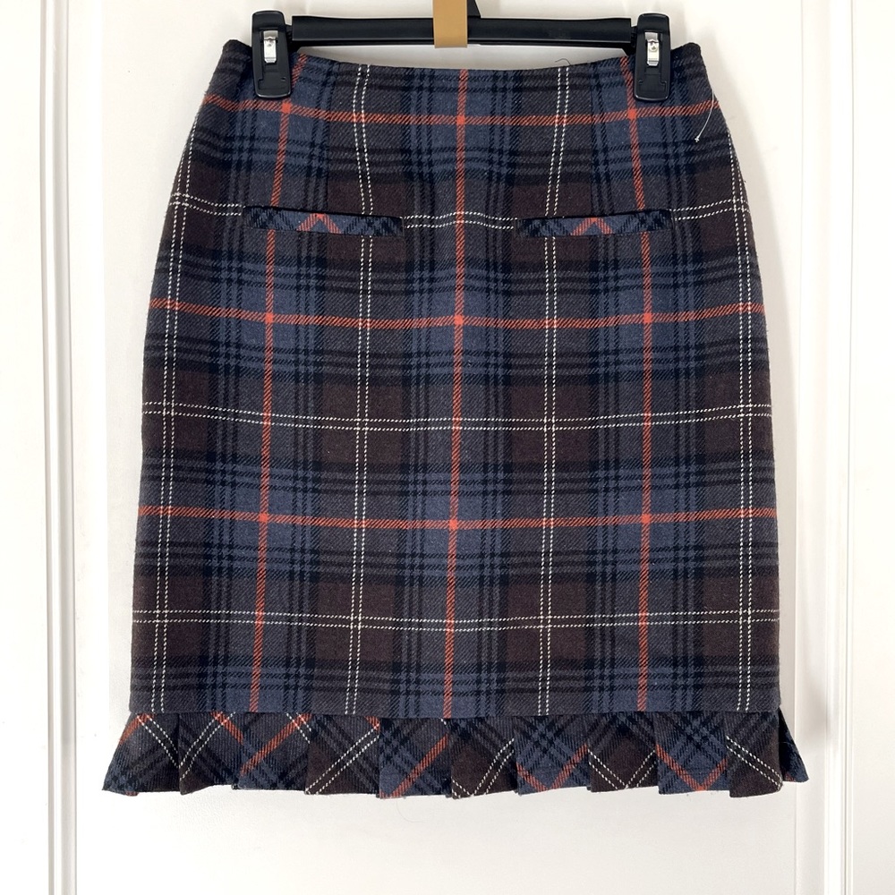CAbi Heritage Plaid lined wool blend skirt